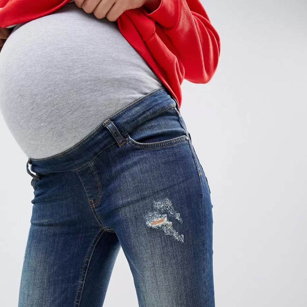 GeBe Maternity over-the-bump skinny jeans in midwash blue